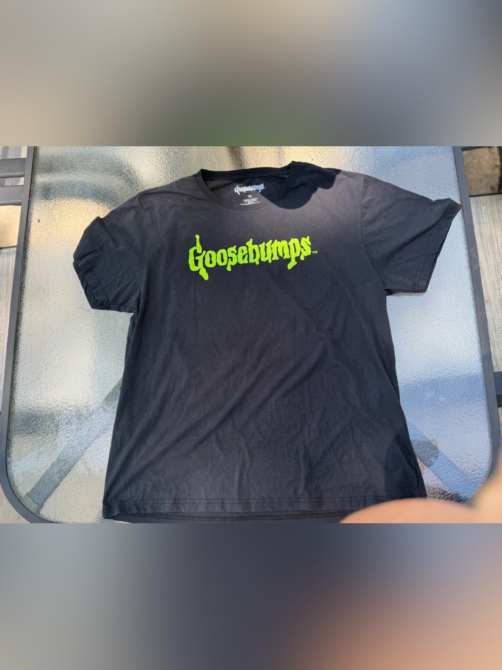 Goosebumps Black Short Sleeve Logo Tee in Neon Green
